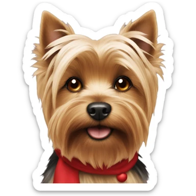 Yorkie dog with Santa  sticker