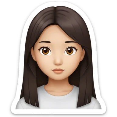 Девушка с прямыми и 30 см волосами карие глаза азиатка sticker