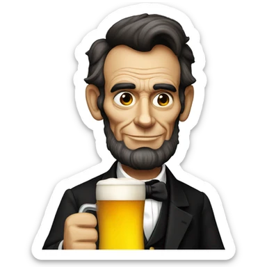 Abraham Lincoln drinking a pint of beer sticker