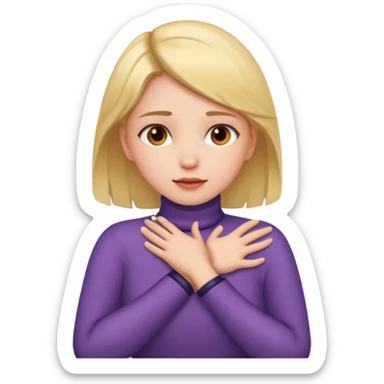 A girl putting her hands on her own neck one arm over the other sticker