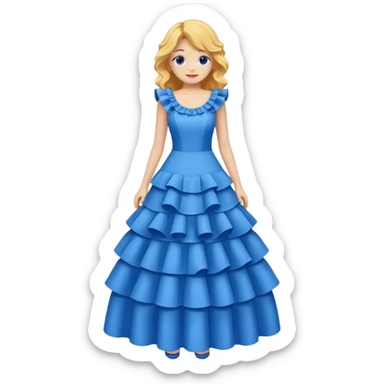  long blue dress with ruffles sticker