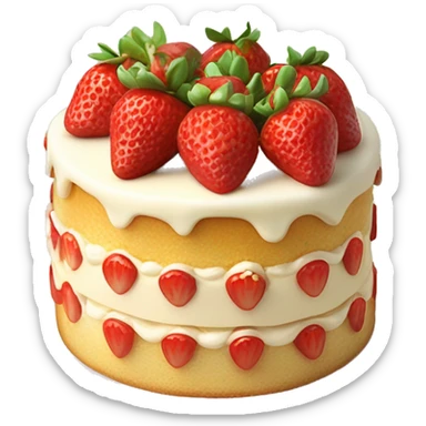 fraisier cake with vanilla cream on top and small strawberries to decorate the cake sticker