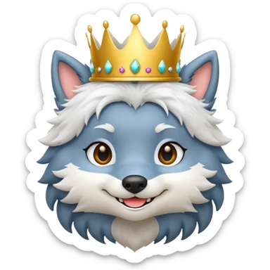 chibi wolf with crown sticker