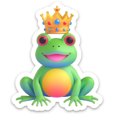 frog with a crown and radiant aura sticker