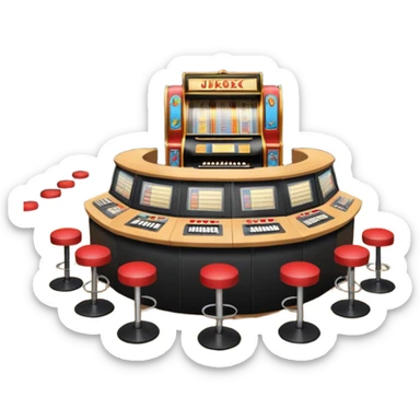 Birdseye view of large study space with students working separately add students add a jukebox sticker