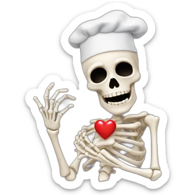 skeleton Chef's Kiss Pinched Finger heart sticker