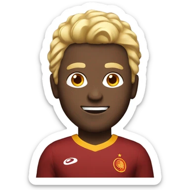 man with blond hair, black skin and Galatasaray jersey sticker