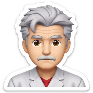 Professor Oak from Pokemon with grey hair sticker