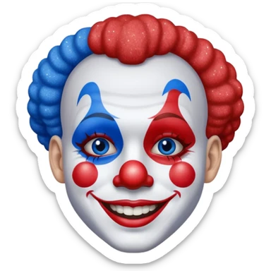 glitter red and blue clown happy sticker