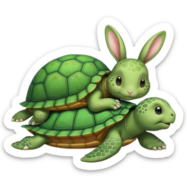 Tortu qui dort et le lapin qui mange la queue a la tortu sticker