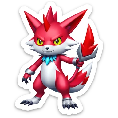 Cool Edgy Shiny Digimon-Weavile-Zangoose-hybrid full body sticker