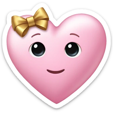 cute light pink heart with gold bow sticker