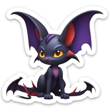  Kawaii Edgy Cool Vampiric Beautiful Noivern-Nargacuga-Litten with big Bat Ears full body sticker