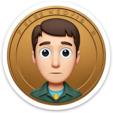 Ferb from phineas and ferb on the face of a coin and the coin is a 30 day sober chip sticker