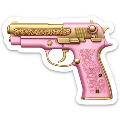pink and gold gun sticker