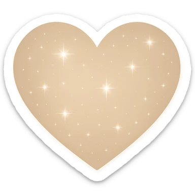 Modify the heart with a night sky gradient to beige night theme with a beige gradient, more stars, and a soft glow. Remove the background entirely  sticker