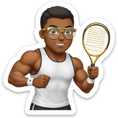 black bodybuilder with gold glasses playing tennis sticker