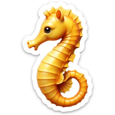 Cinematic Comical Sea Horse Portrait Emoji, Head tilted dramatically with an exaggeratedly amused expression, featuring a delicately curved seahorse with a whimsically coiled tail and wide, comically expressive eyes full of playful disbelief, Simplified yet hilariously expressive features, highly detailed, glowing with a slightly sassy aquatic glow, high shine, dramatic yet playful, stylized with an air of quirky marine mischief, soft glowing outline, capturing the essence of a meme-worthy seahorse that looks ready to drift its way into viral fame! sticker