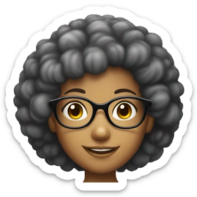 Smirking girl with glasses and afro hair sticker