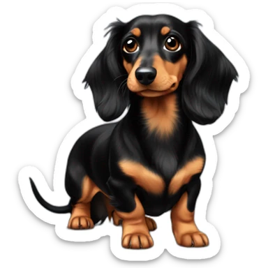 Longhaired Minature Dachshund black & Tan sticker