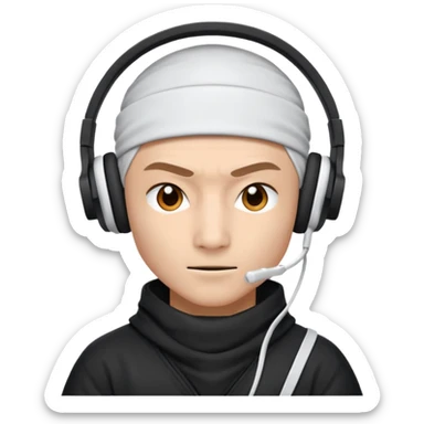 ninja, ninja with white headphone sticker