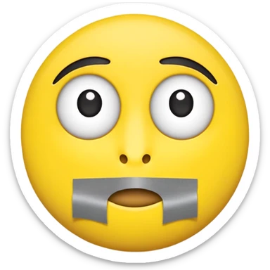 emoji face with duct tape over the mouth and the eyes really wide  sticker