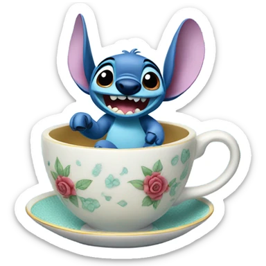 Stitch riding a Disney teacup  sticker