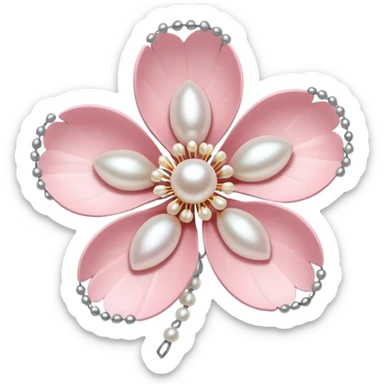 light pastel sakura flower with pearl beaded outline sticker