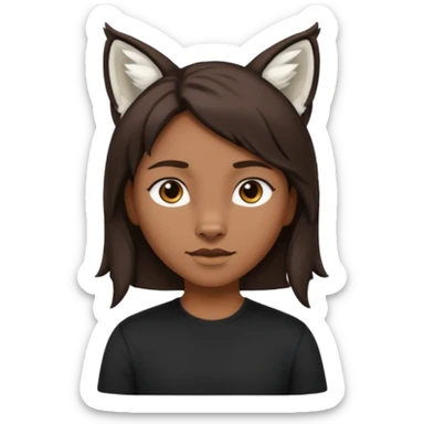 Homme Hybride au cheveux marron foncé avec des oreilles de lynx blanc sticker