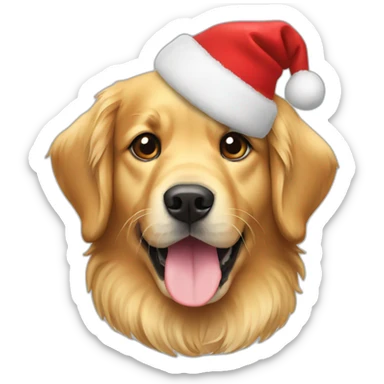 golden retriever with christmas hat sticker