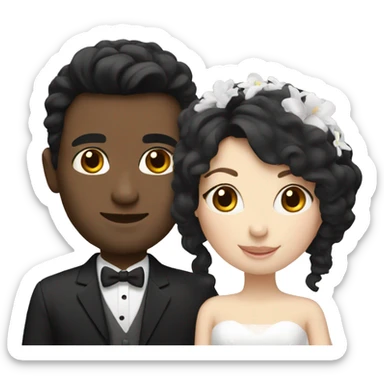 White skin Couple Wedding together having black hair  sticker