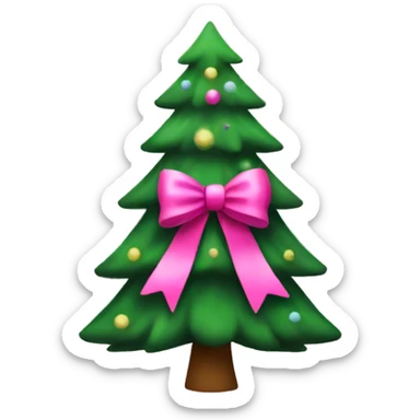 Christmas tree with pink bow on top sticker