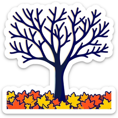 tree in the fall with colorful autumn leaves sticker