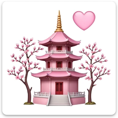 sakura heart with a pagoda sticker