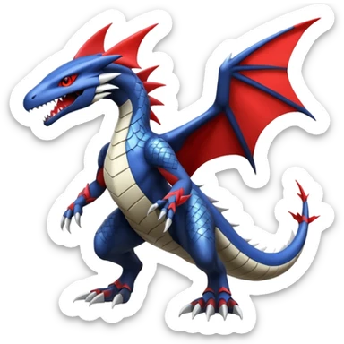 Handsome cool badass edgy Latias-Garchomp-Giratina-Pokémon-Fakémon-fusion-hybrid-creature, full body sticker