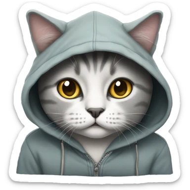 British cat wearing hoodie sticker