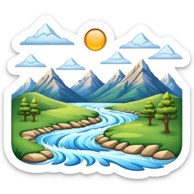 Mountains and a river sticker