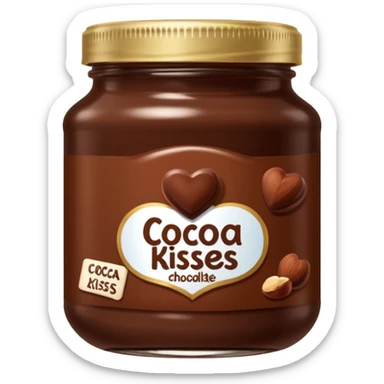 Jar of hazelnut chocolate spread and make the label say cocoa kisses  sticker