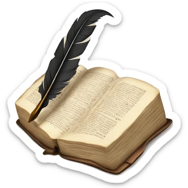 Bible with a quill and ink sticker