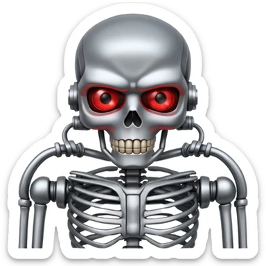 red eyed Terminator with metal skeleton sticker