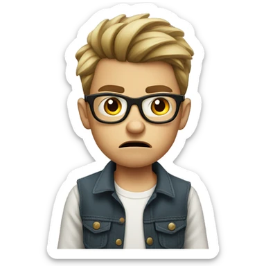 Hipster Kid angry sticker