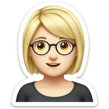 Chubby anime girl with glasses and short blonde hair sticker