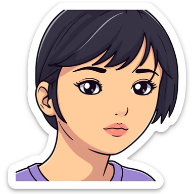 black-haired girl portrait closeup sticker