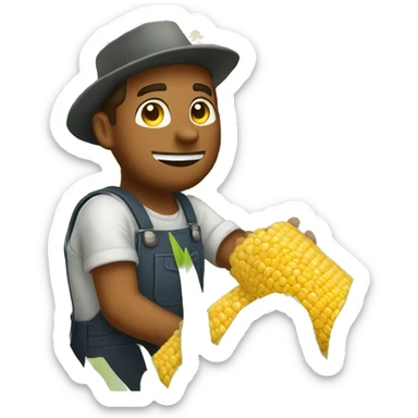 Farmer picking some corn off the corn field sticker