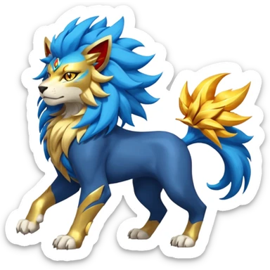Pyroar-Solgaleo-Luxray-Fakémon-hybrid-creature (full body)  sticker