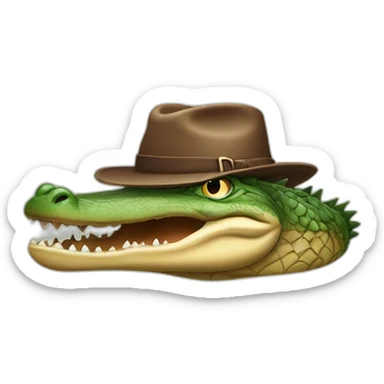 a crocodile with a brown hat sticker