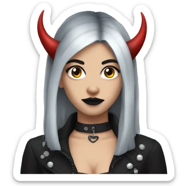 goth girl with devil horns sticker