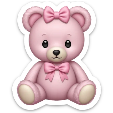 light pink adorable teddy bear with bow sticker