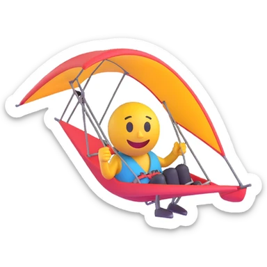 3D smiley emoji, round shape, with hang glider, sporty face, transparent background (hang gliding) sticker