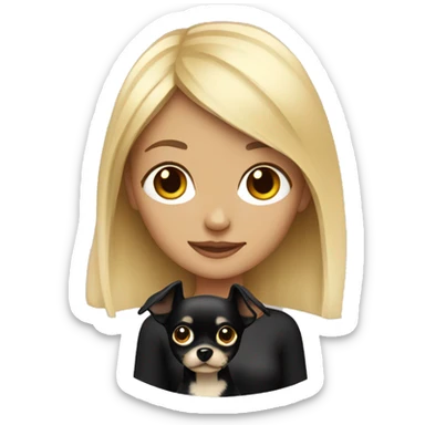 Blonde girl with black chihuahua sticker